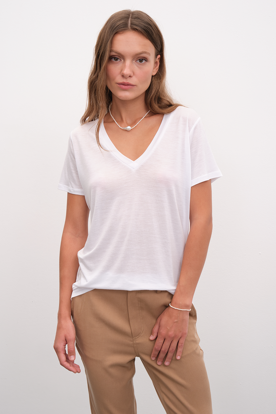 V Neck T-shirt in Lyocell (TENCEL™)