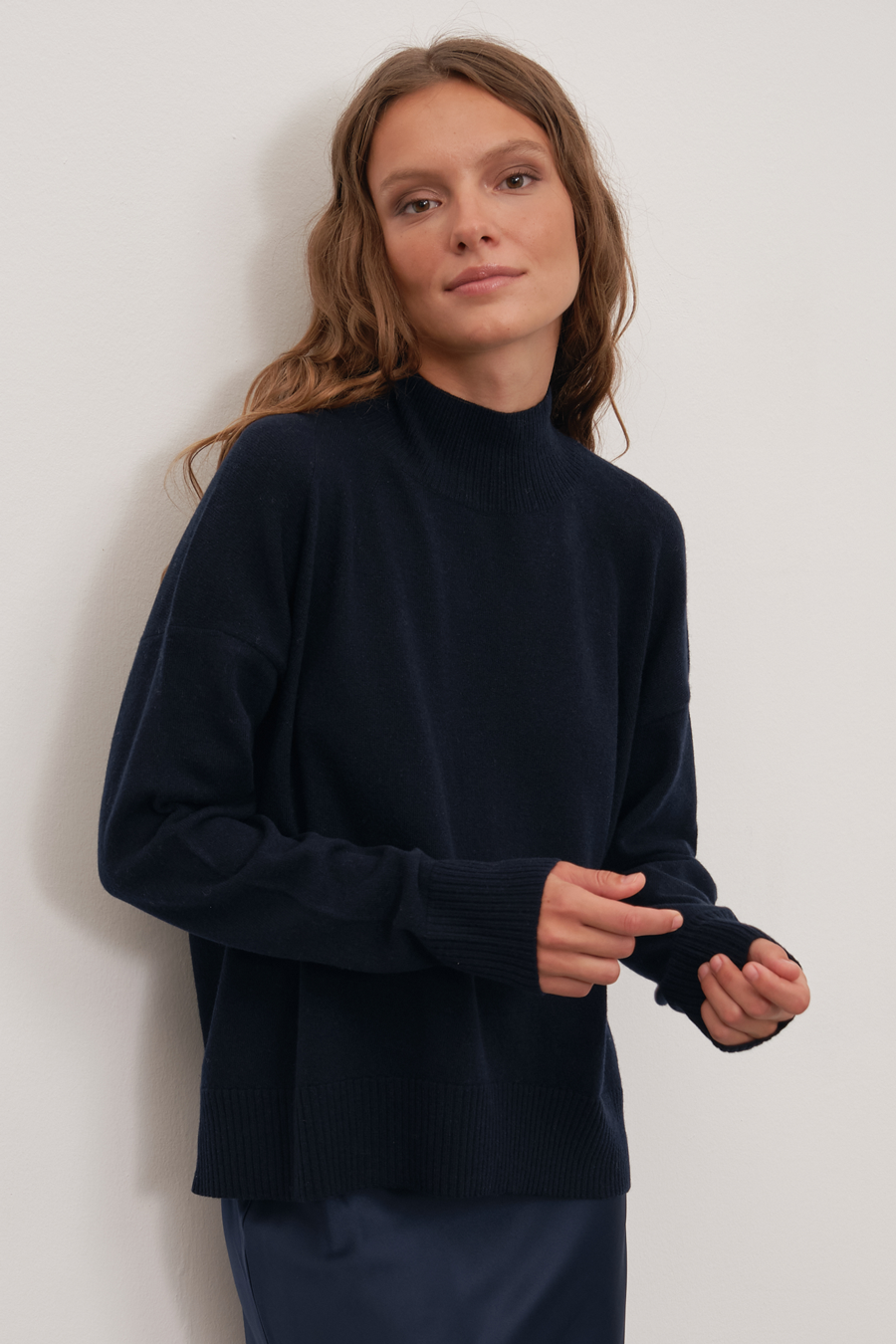 Mock Neck Cashmere Merino Sweater
