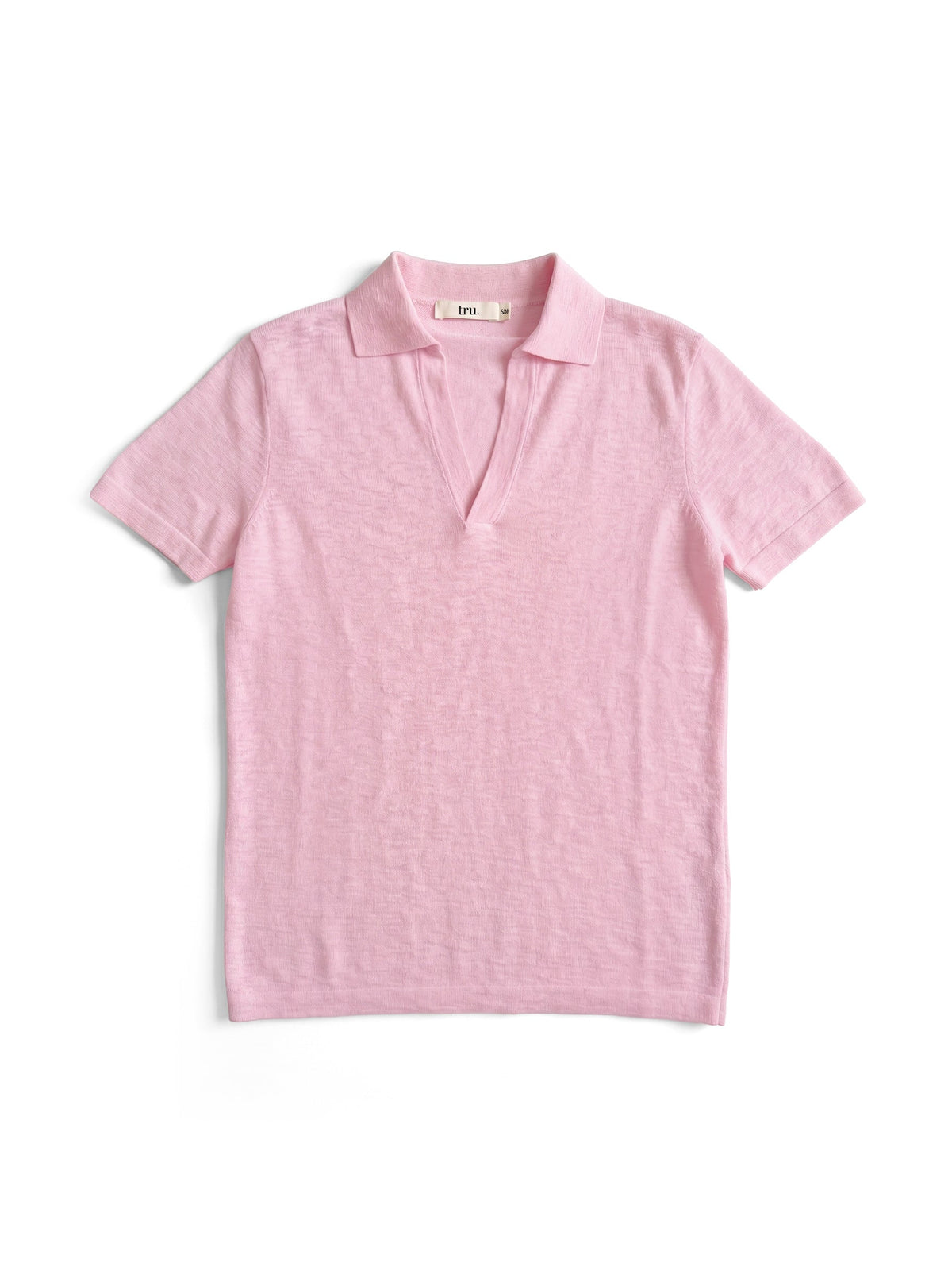 Polo Neck Unisex Knit T-shirt in Slub Cotton