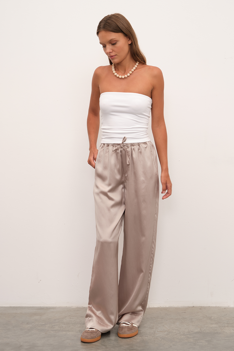Silk Satin Wide-Leg Pants