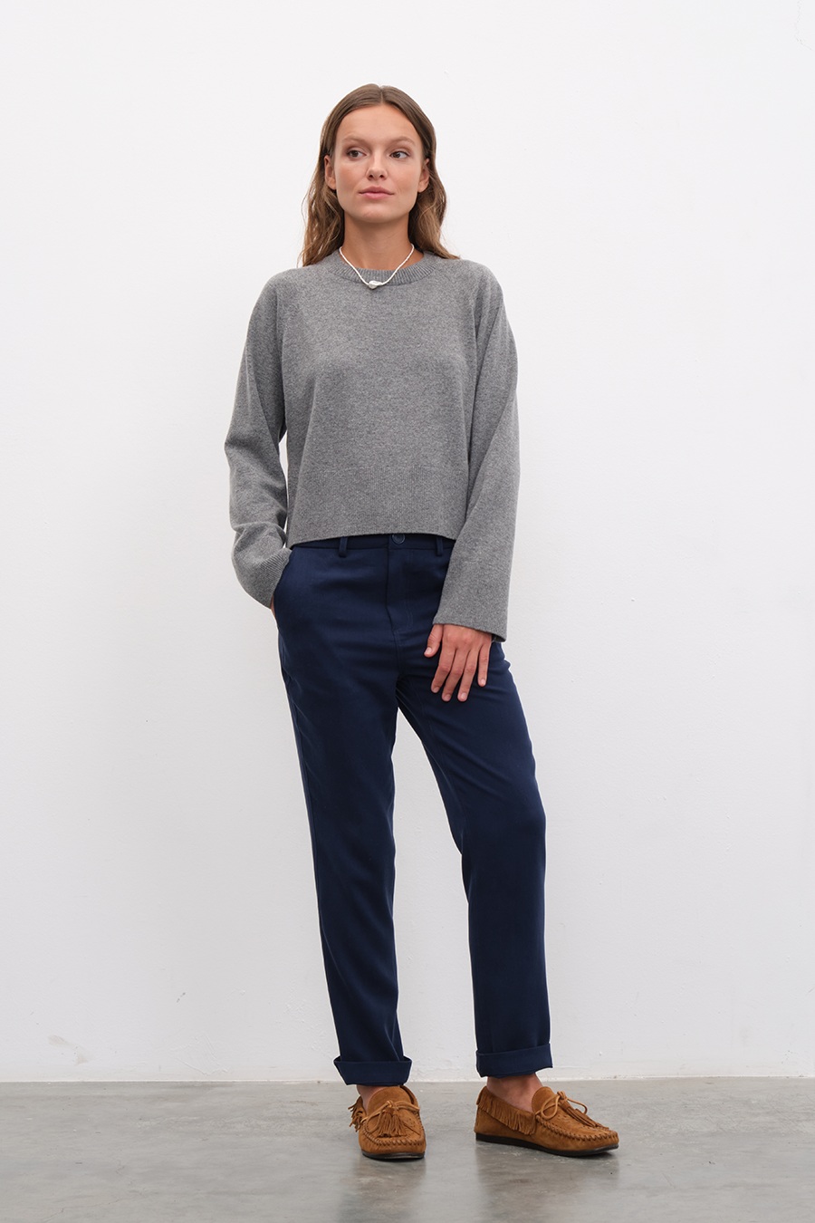 Raglan Sleeve Crop Cashmere Merino Sweater