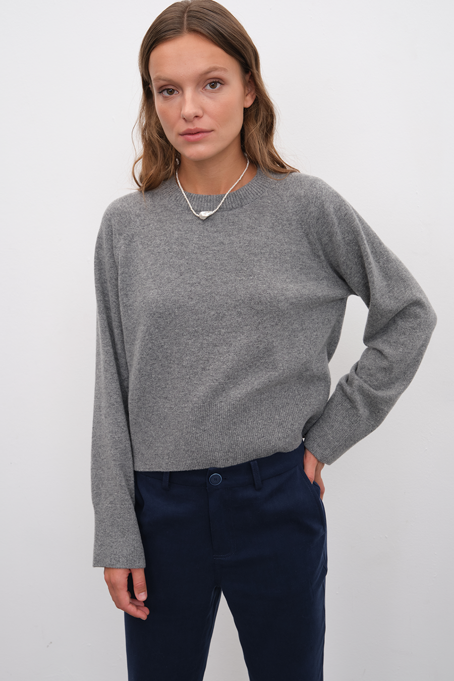 Raglan Sleeve Crop Cashmere Merino Sweater