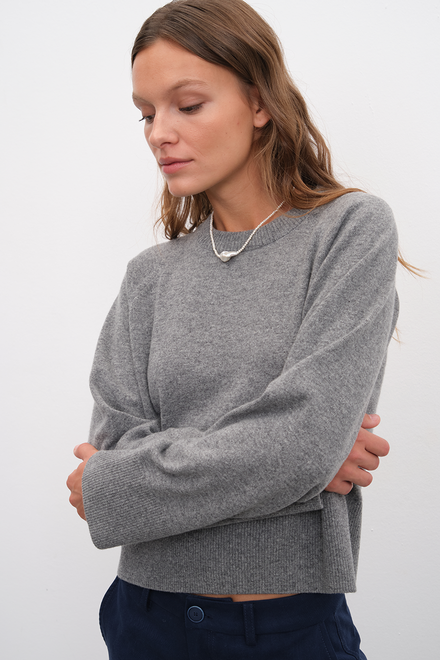 Raglan Sleeve Crop Cashmere Merino Sweater