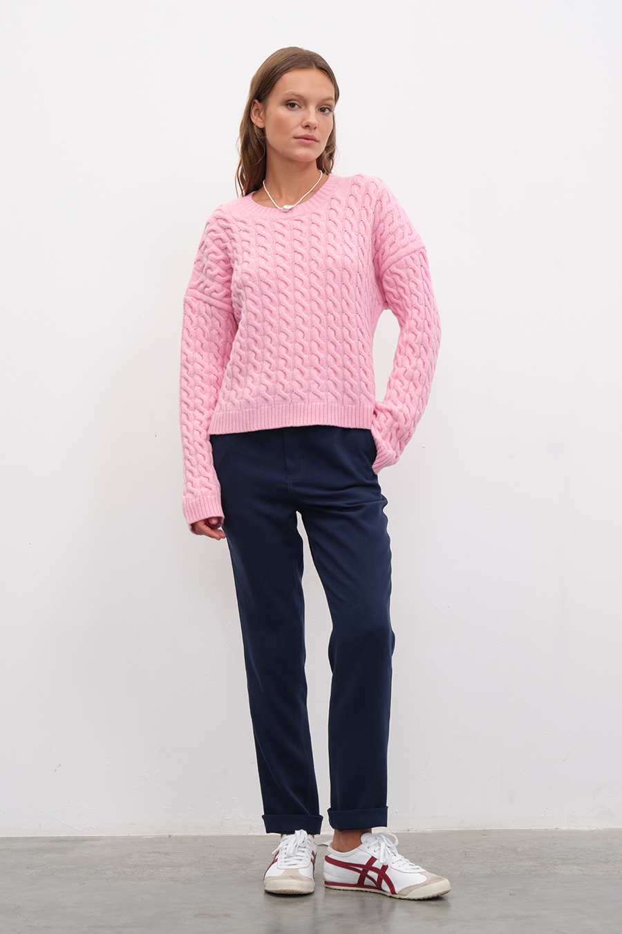 Cable Knit Cropped Sweater