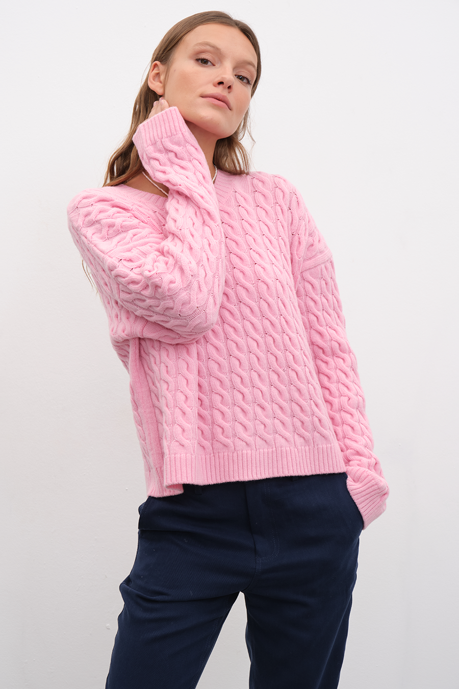 Cable Knit Cropped Sweater