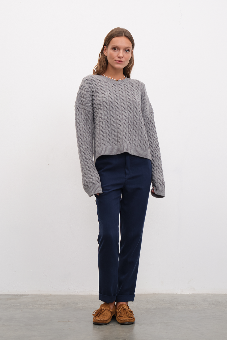 Cable Knit Cropped Sweater