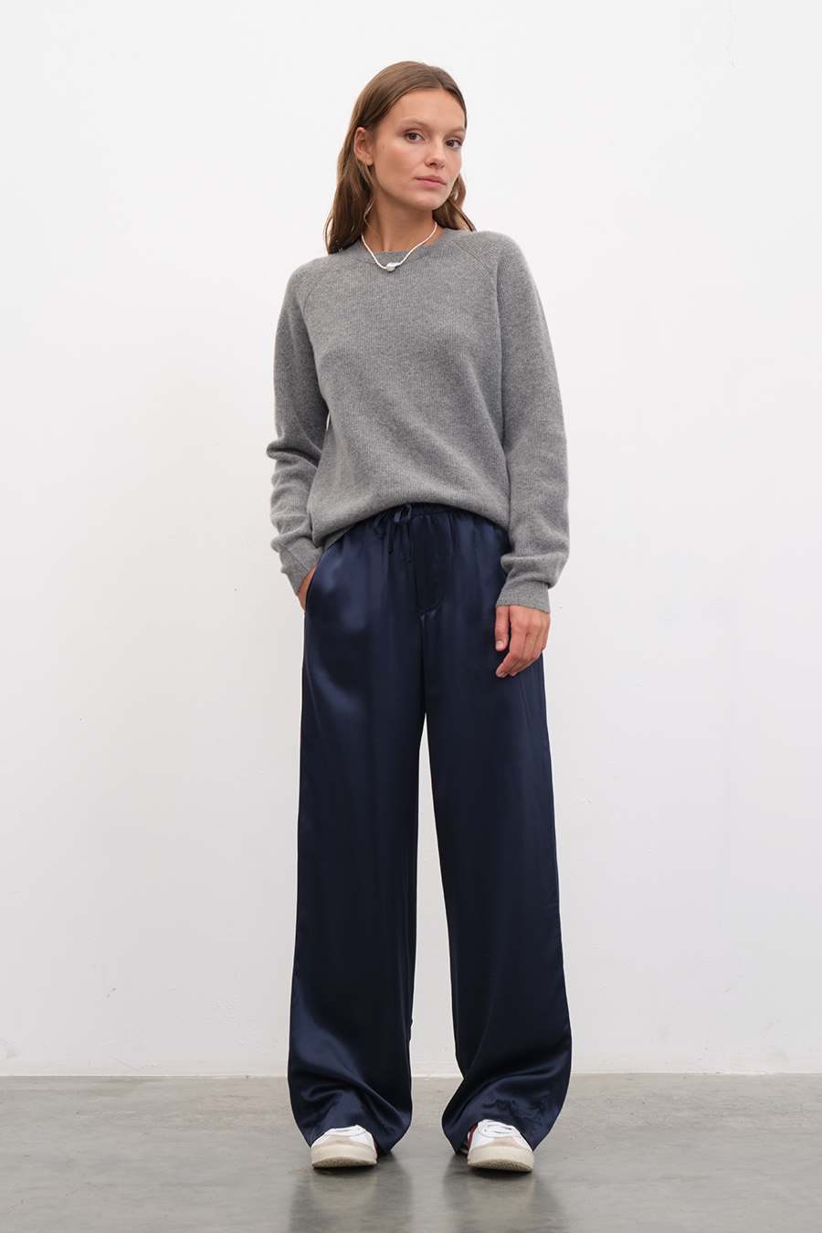 Silk-Satin Wide-Leg Pants