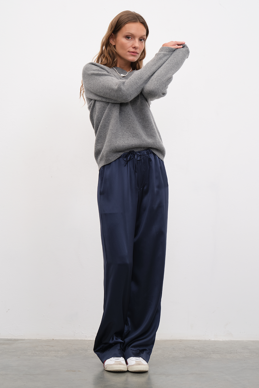 Silk Satin Wide-Leg Pants
