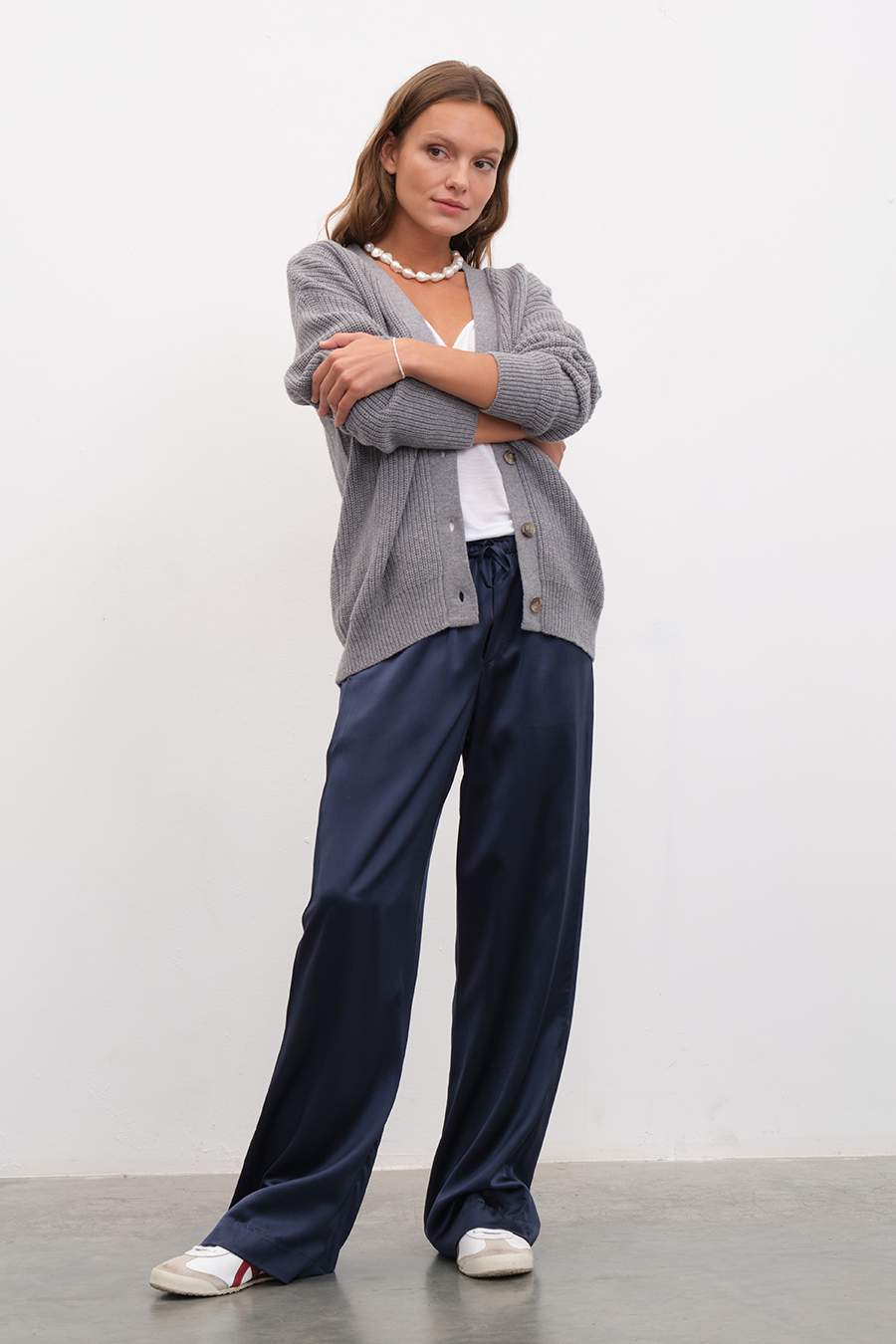 Silk Satin Wide-Leg Pants