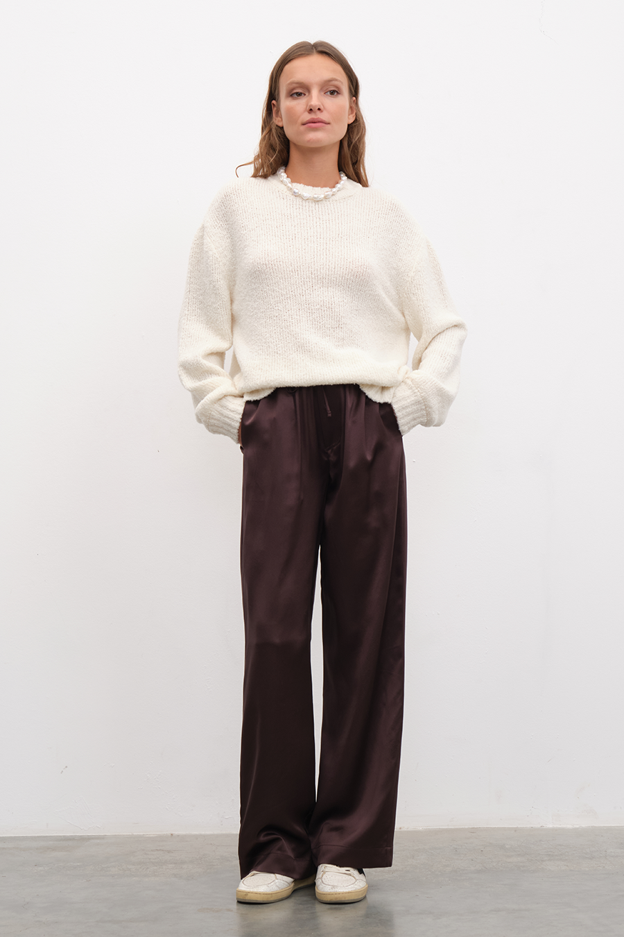 Silk Satin Wide-Leg Pants