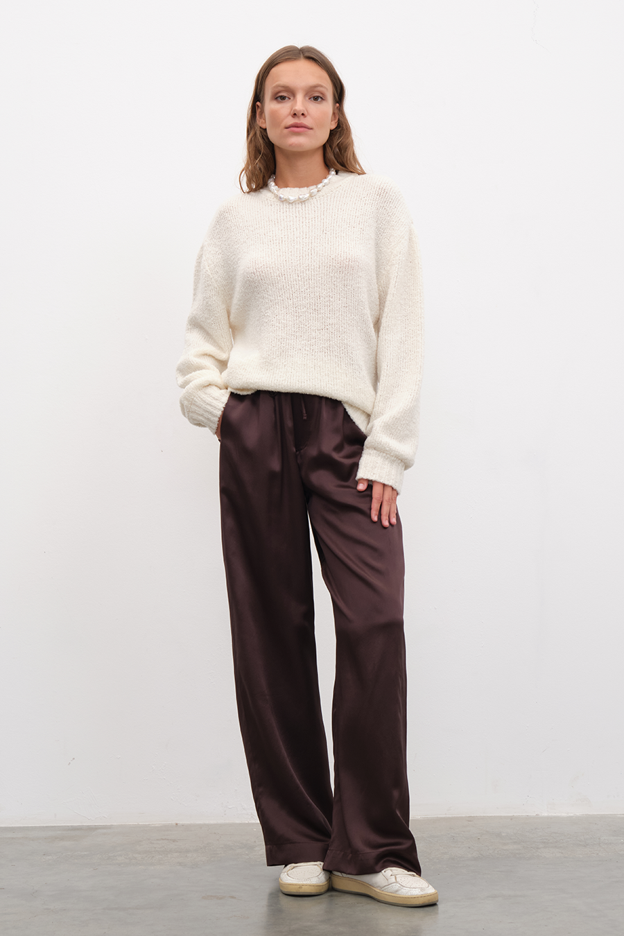 Silk Satin Wide-Leg Pants