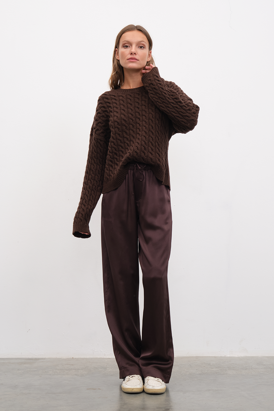 Silk Satin Wide-Leg Pants