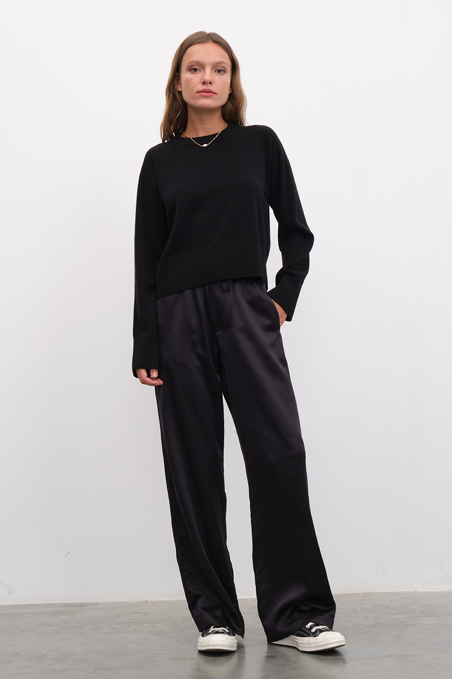Silk Satin Wide-Leg Pants