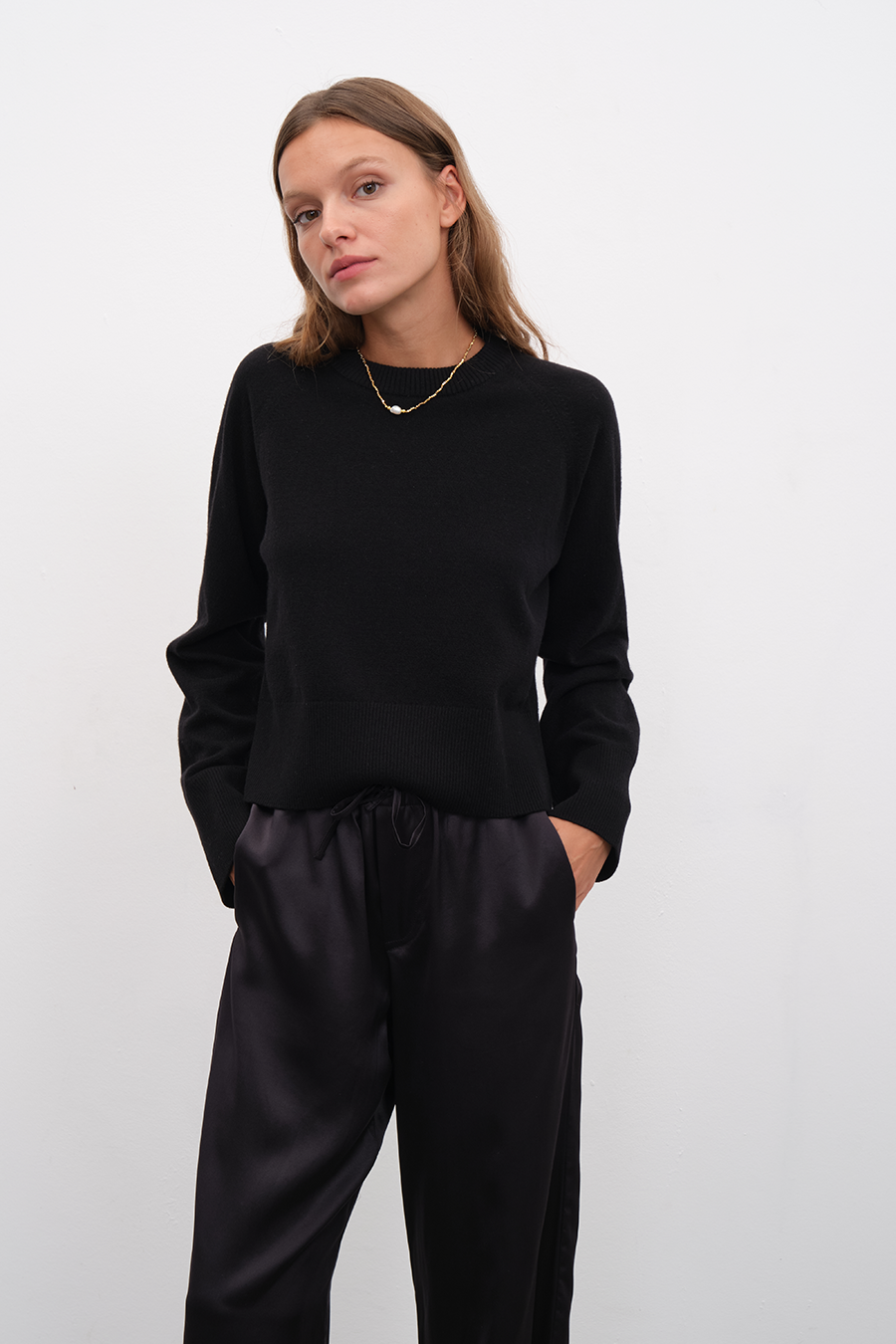 Raglan Sleeve Crop Cashmere Merino Sweater