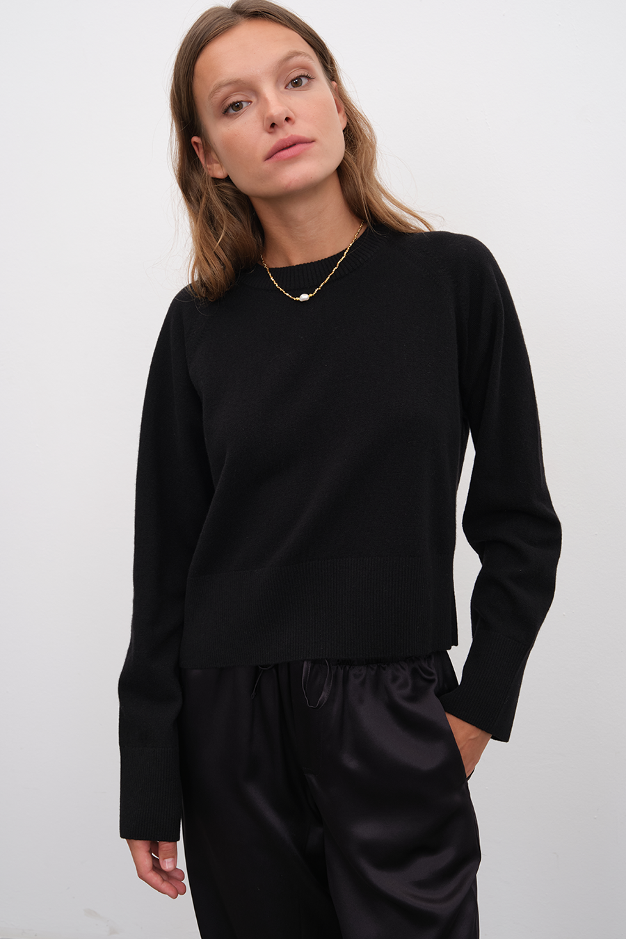 Raglan Sleeve Crop Cashmere Merino Sweater