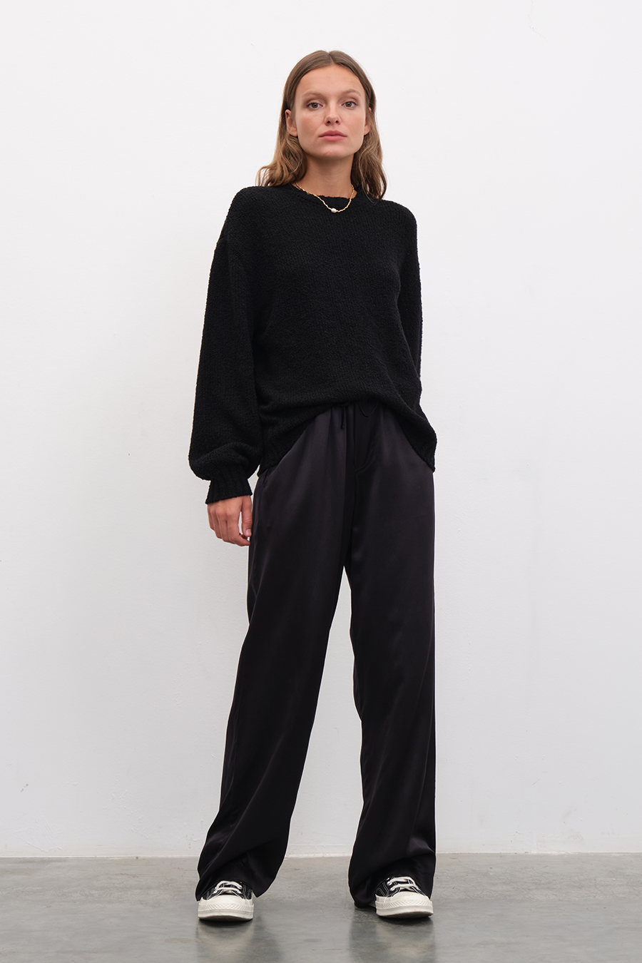 Silk-Satin Wide-Leg Pants