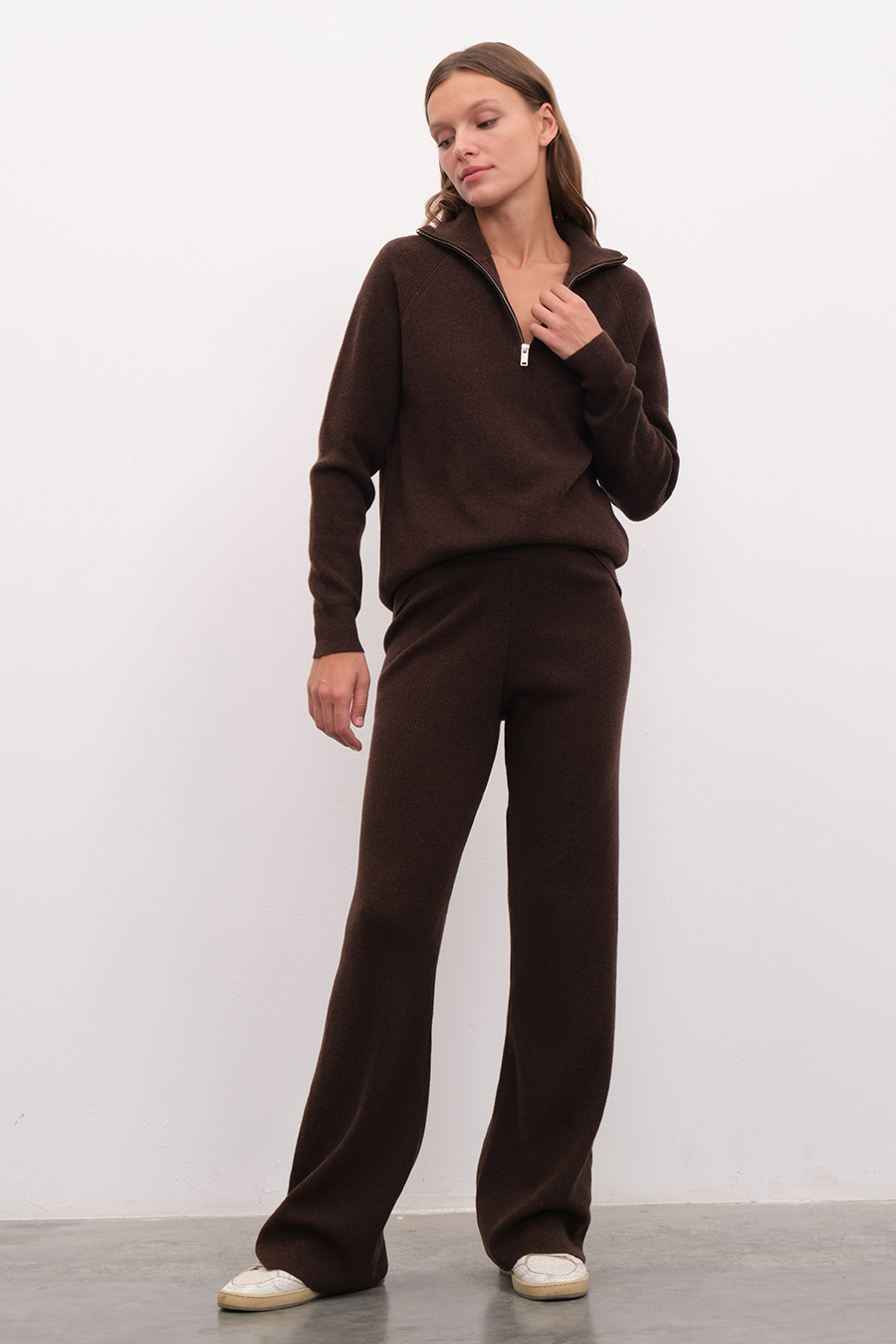 Ribbed Wide Leg Merino Pants