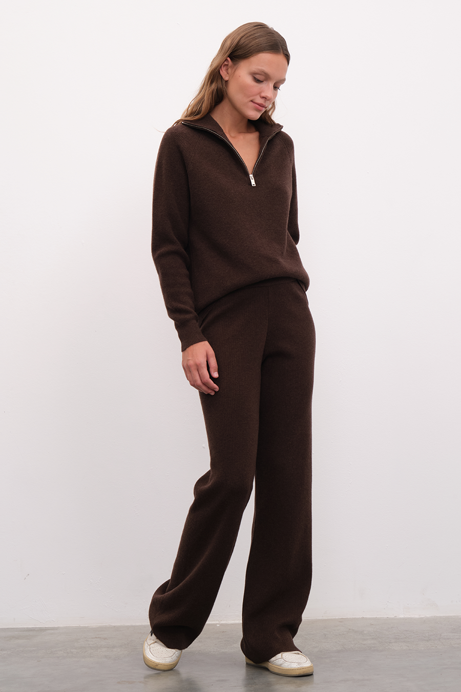 Ribbed Wide Leg Merino Pants