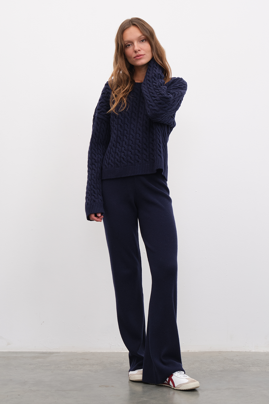 Ribbed Wide Leg Merino Pants