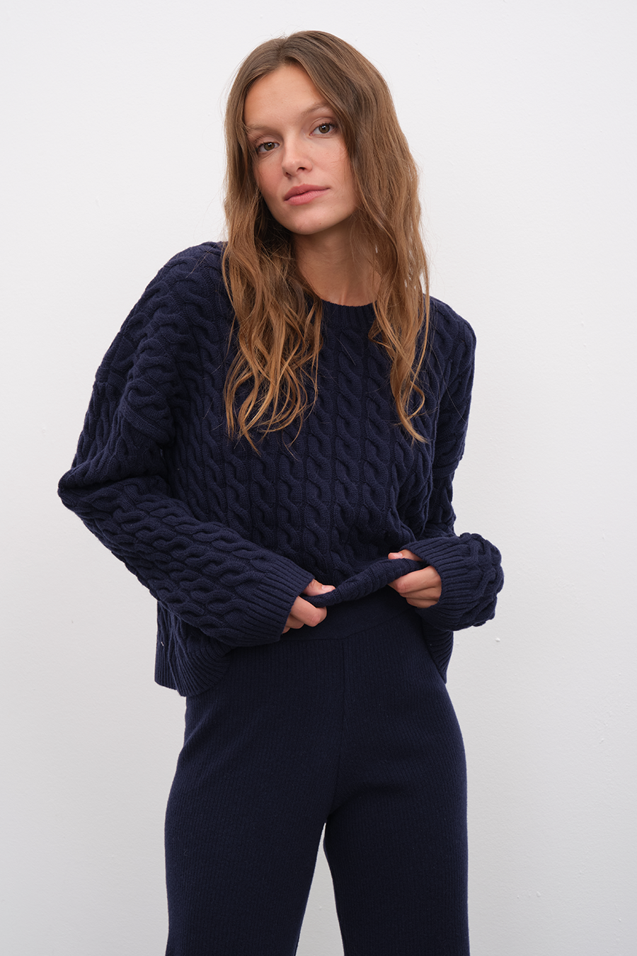 Cable Knit Cropped Sweater