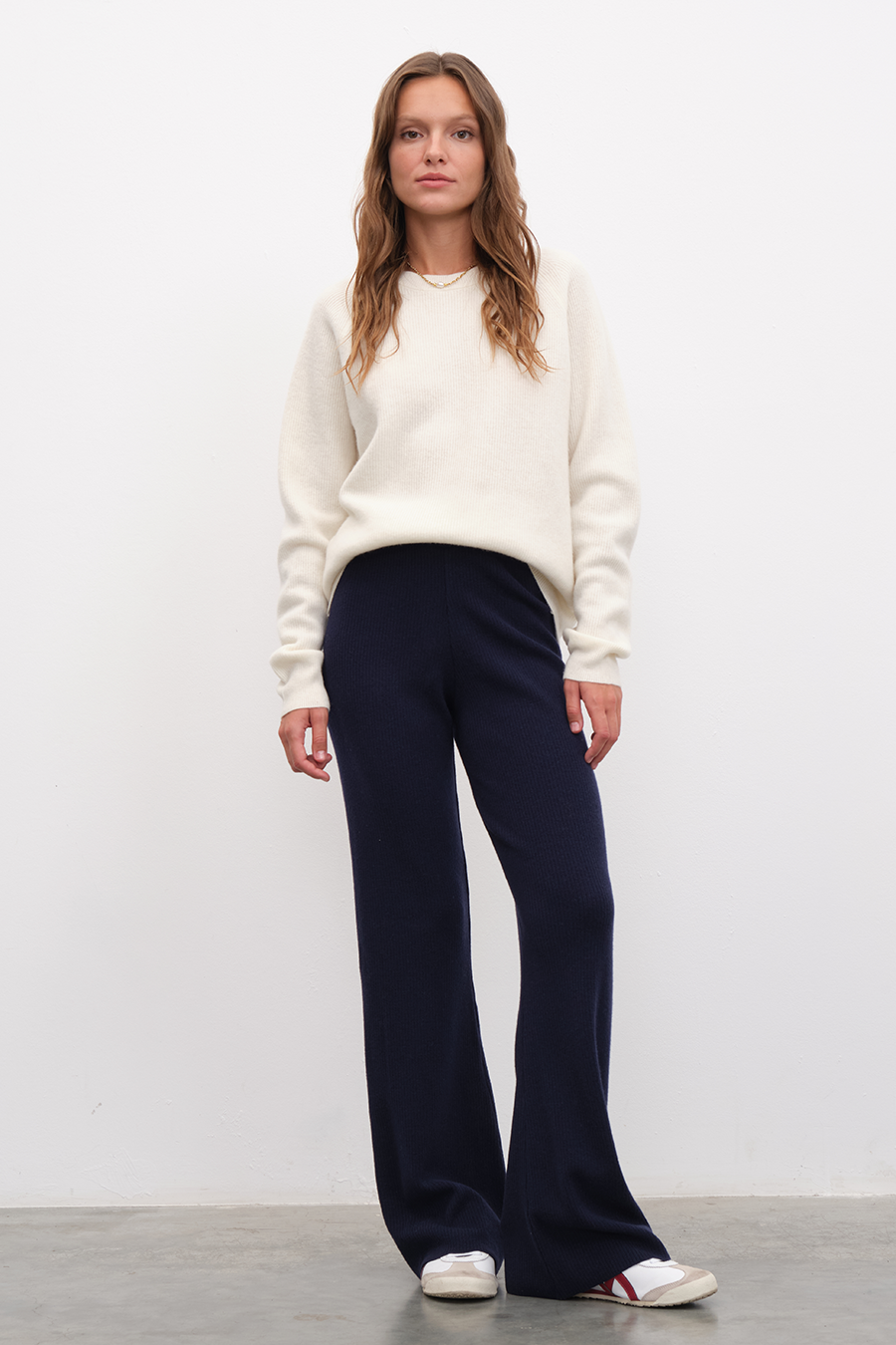 Ribbed Wide Leg Merino Pants