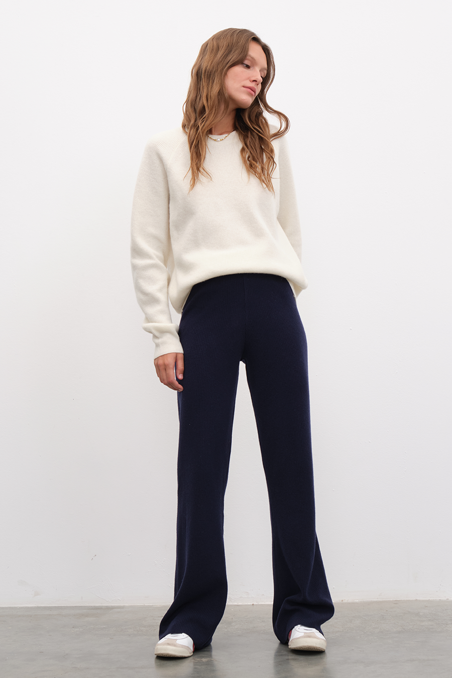 Ribbed Wide Leg Merino Pants