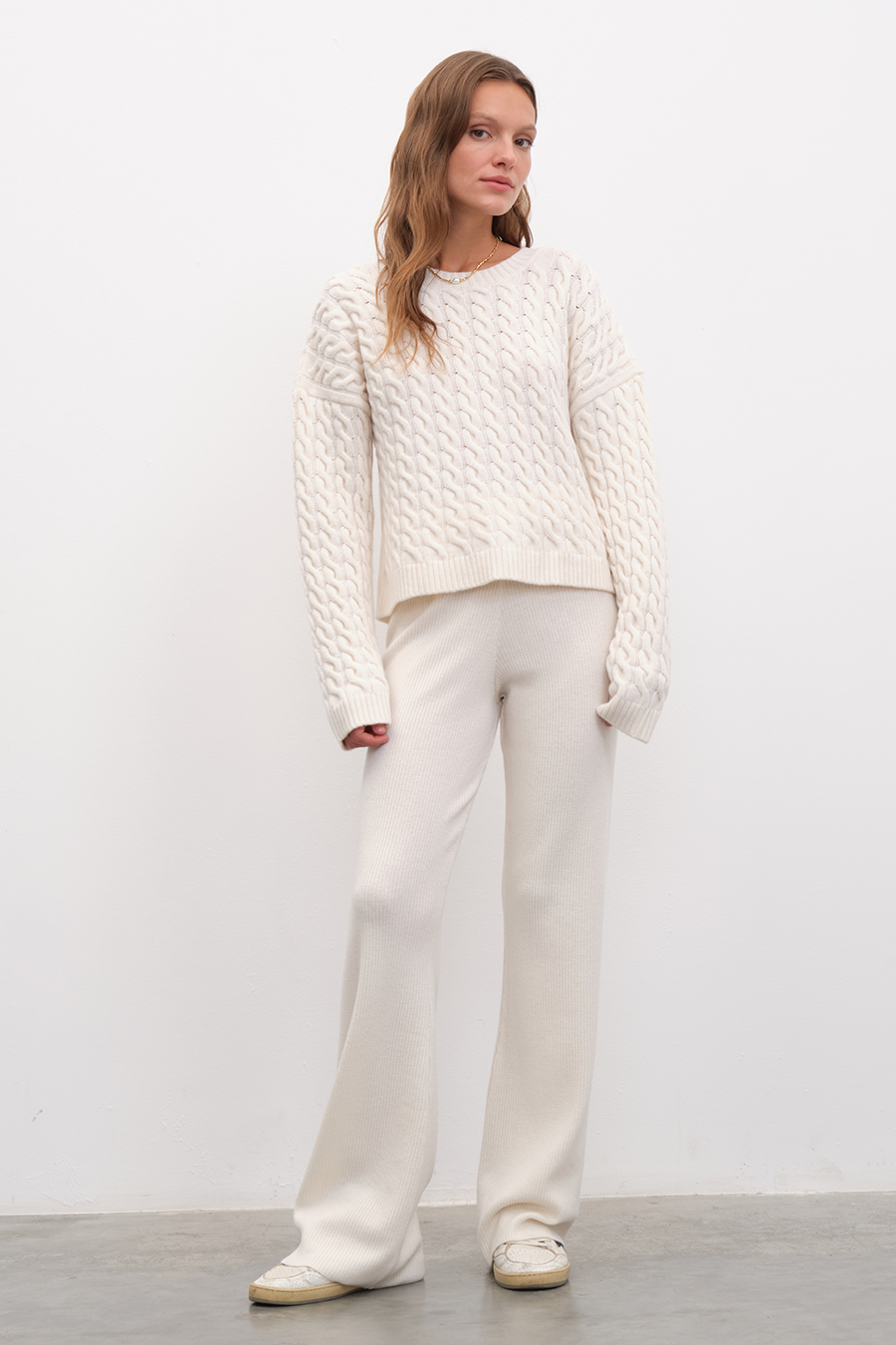 Ribbed Wide Leg Merino Pants