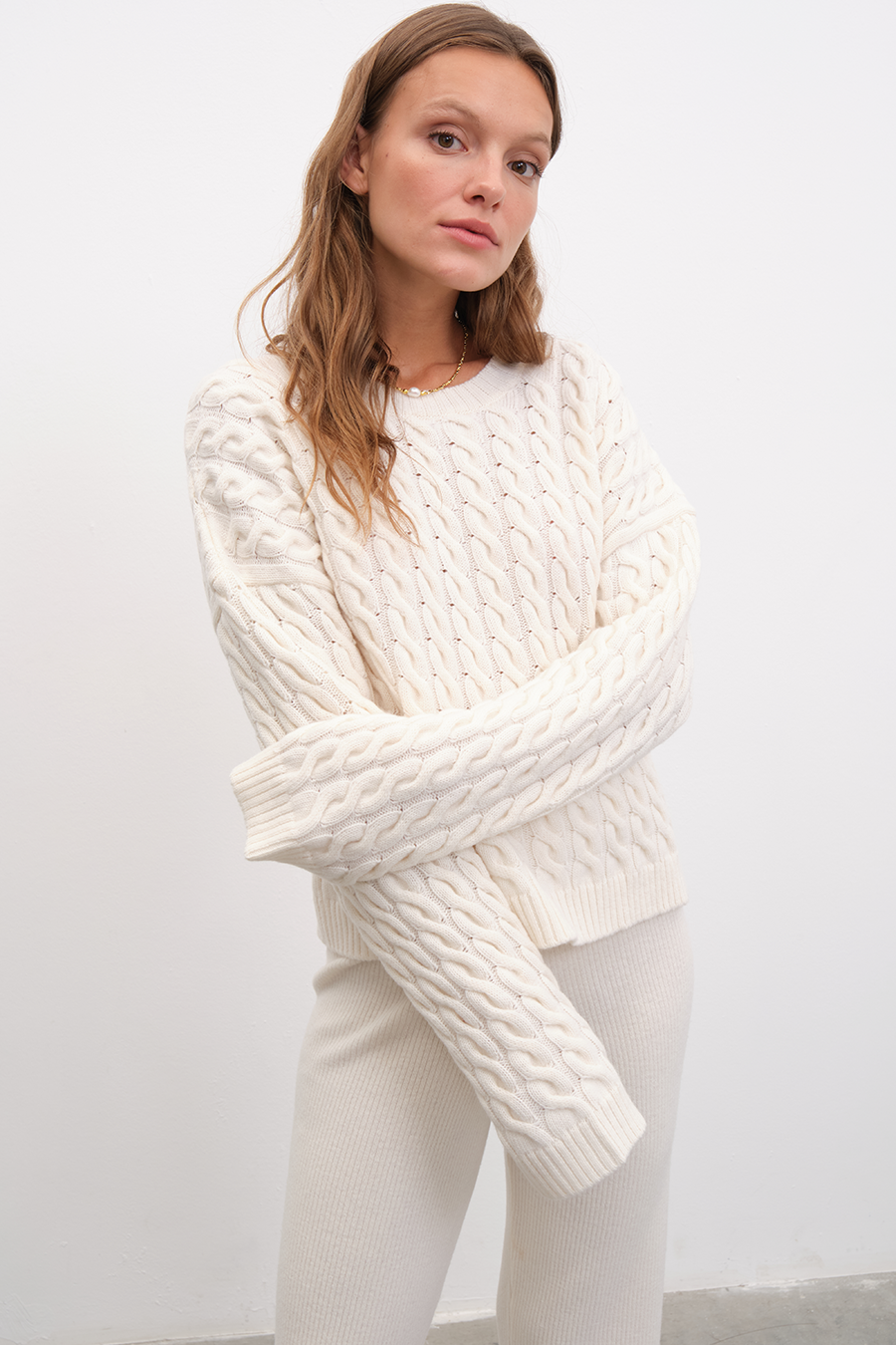 Cable Knit Cropped Sweater