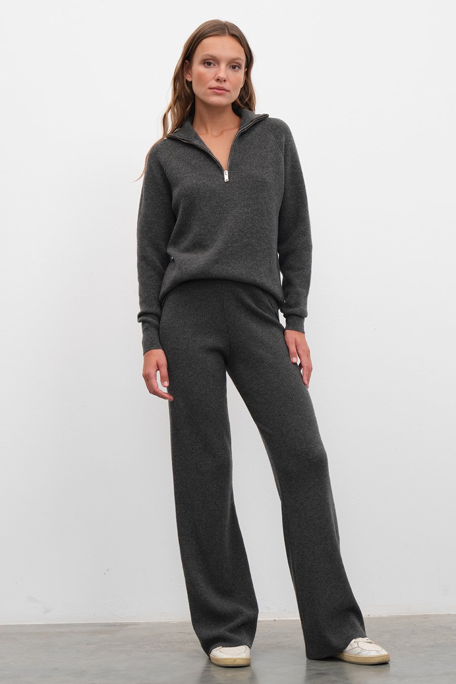 Ribbed Wide Leg Merino Pants