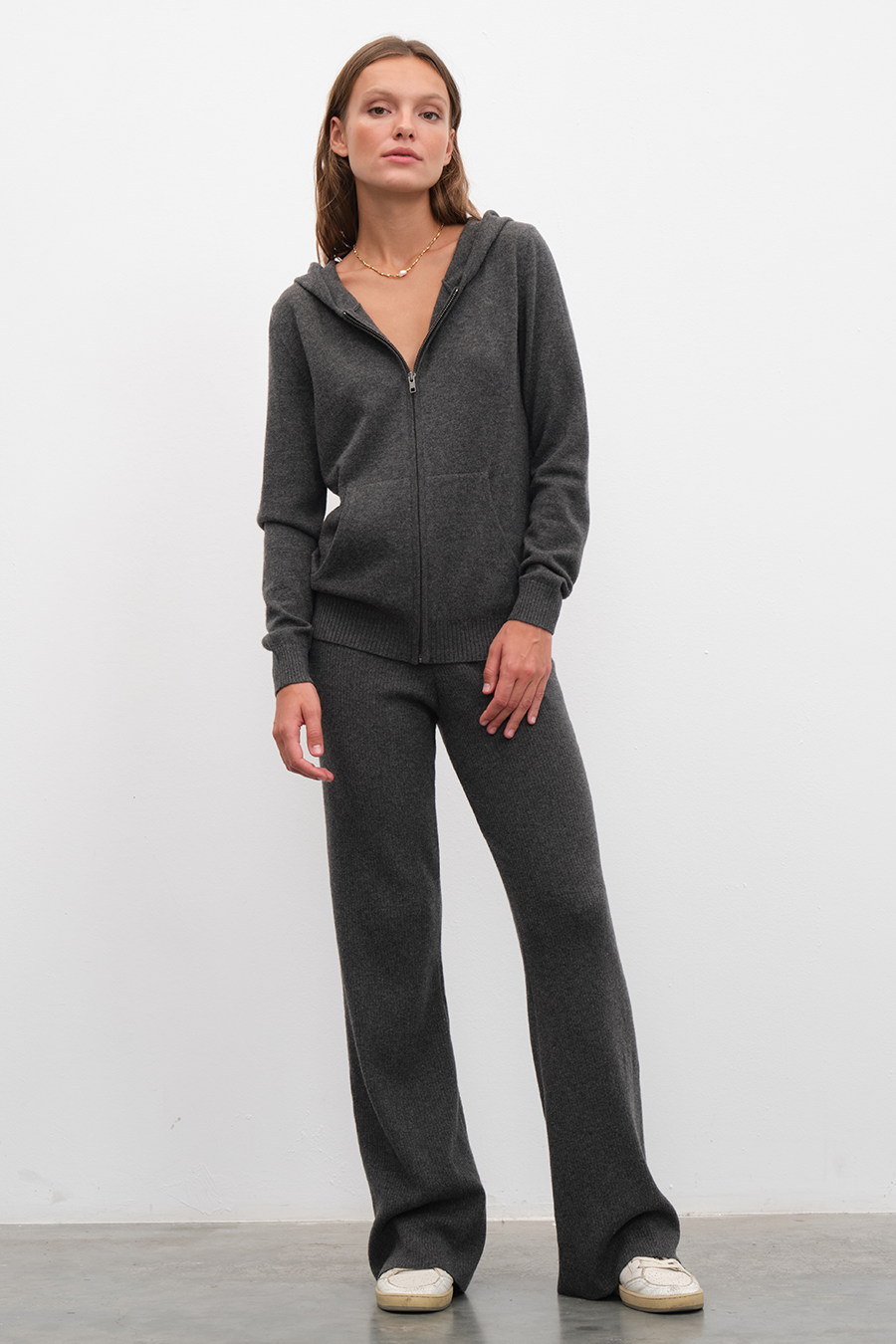 Ribbed Wide Leg Merino Pants