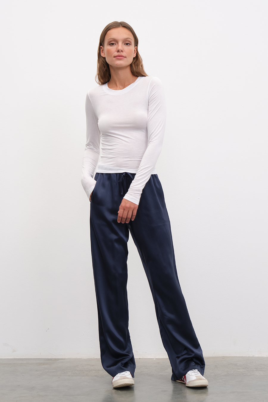Silk Satin Wide-Leg Pants