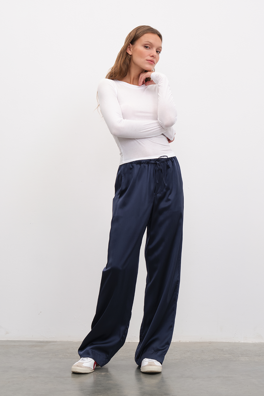 Silk Satin Wide-Leg Pants