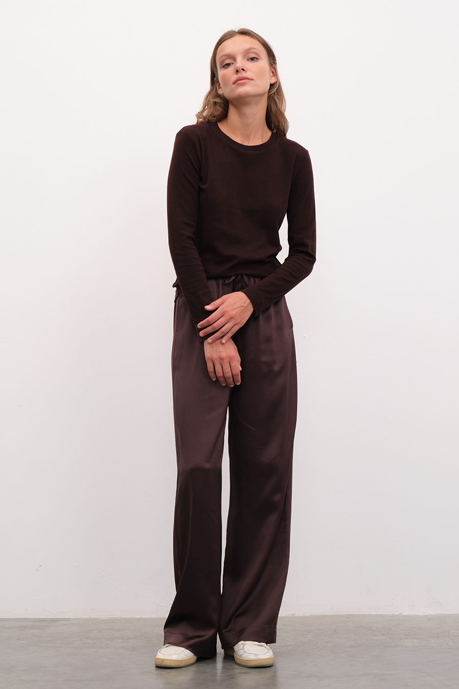 Silk Satin Wide-Leg Pants
