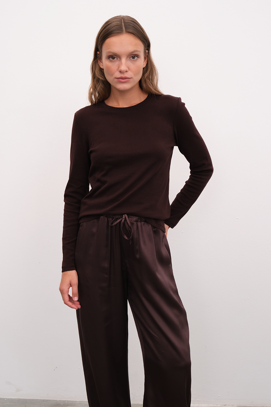 Silk Satin Wide-Leg Pants