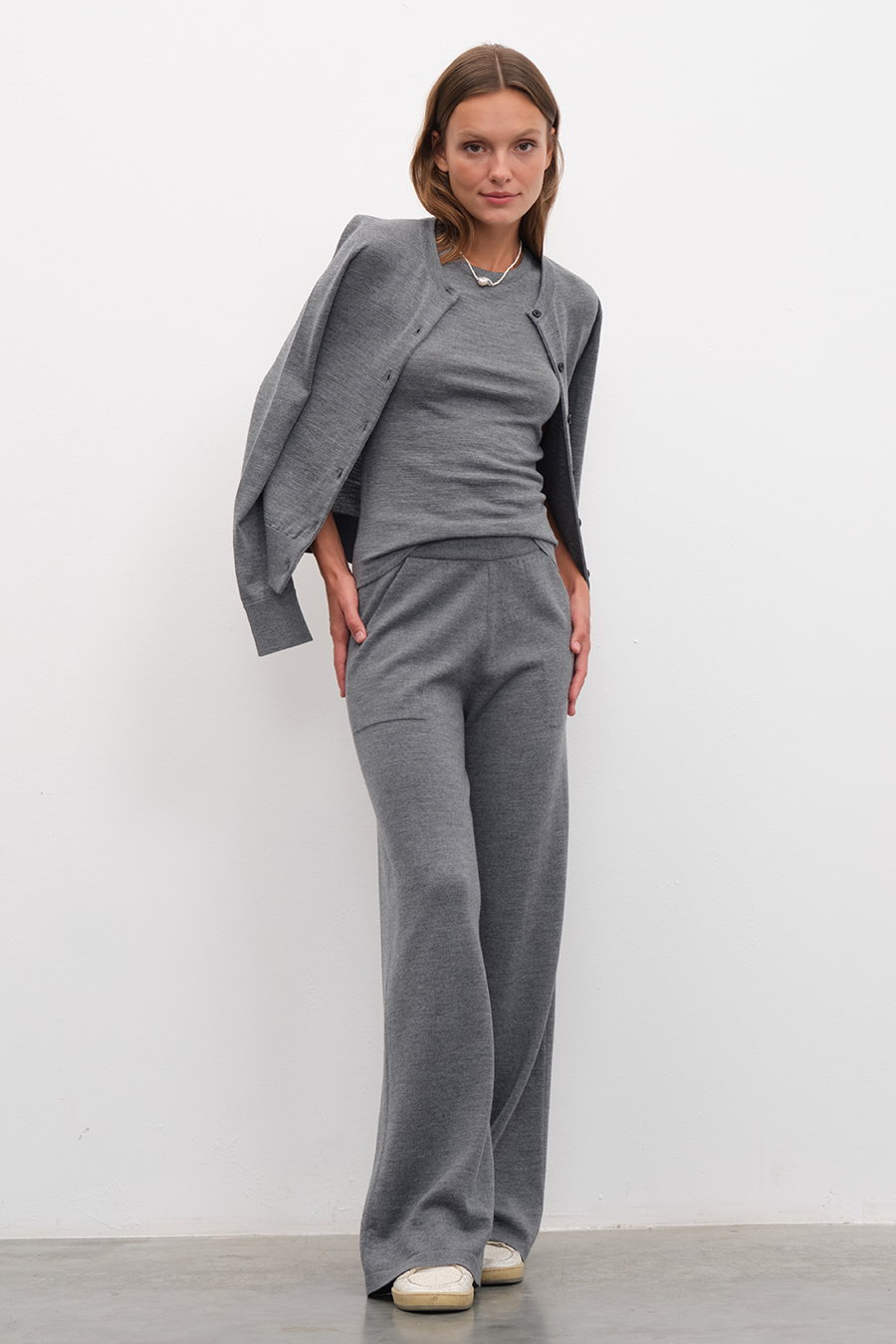 Wide Leg Lightweight Merino Wool Pants