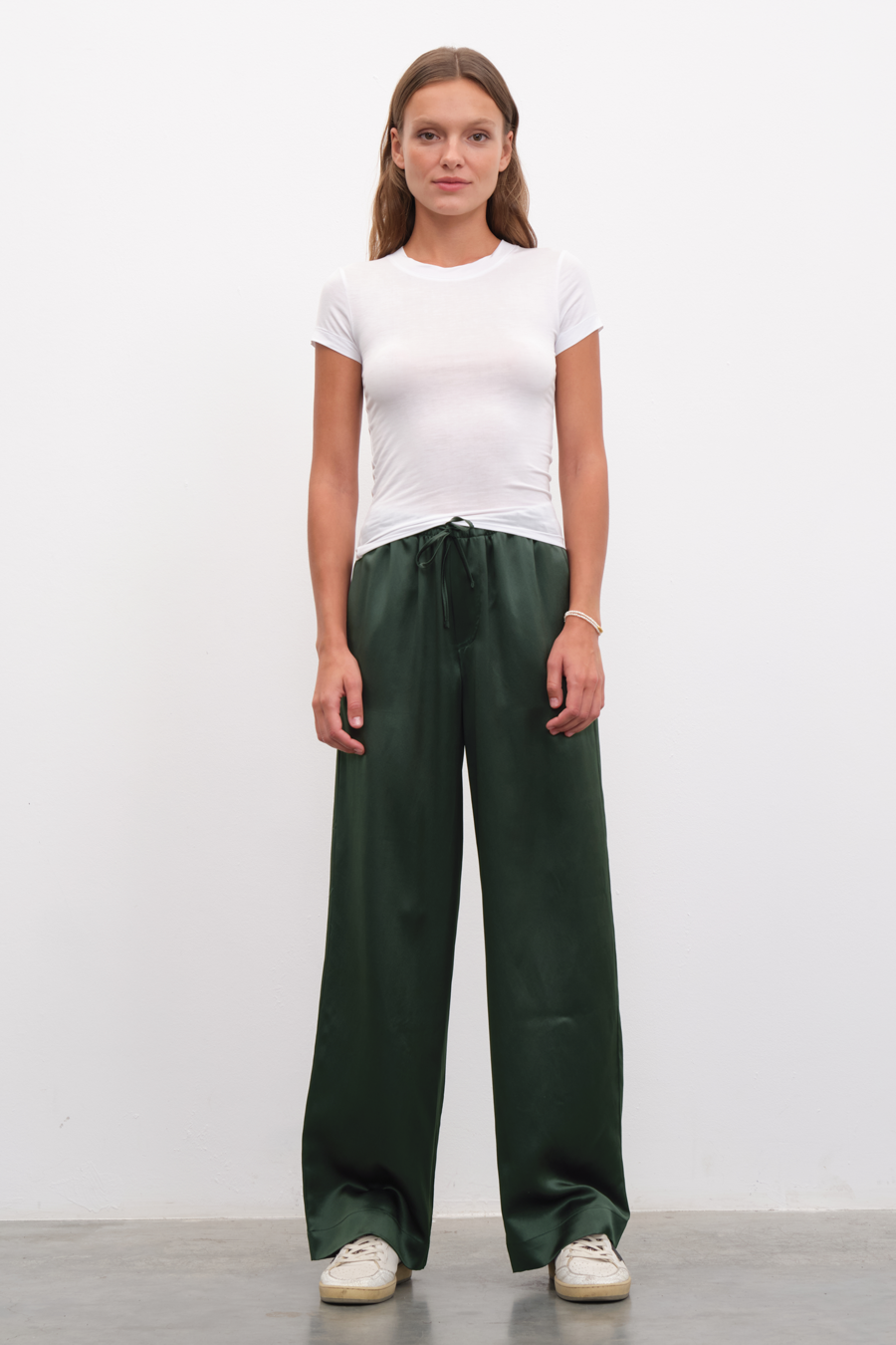 Silk Satin Wide-Leg Pants