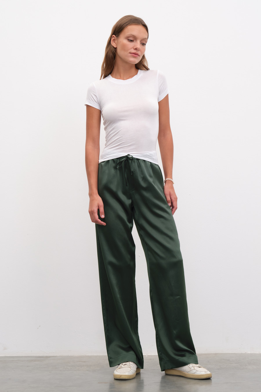 Silk Satin Wide-Leg Pants