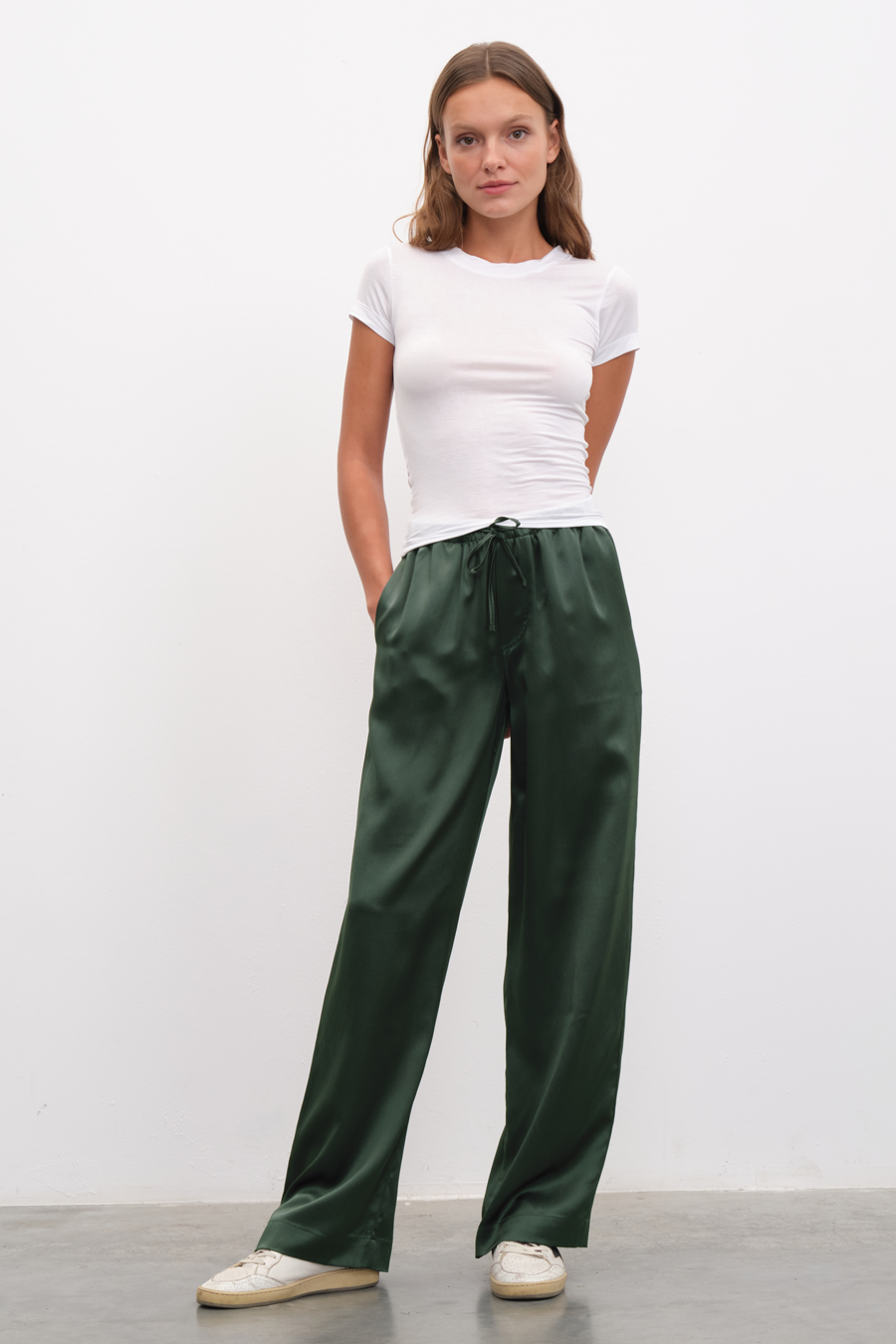 Silk Satin Wide-Leg Pants