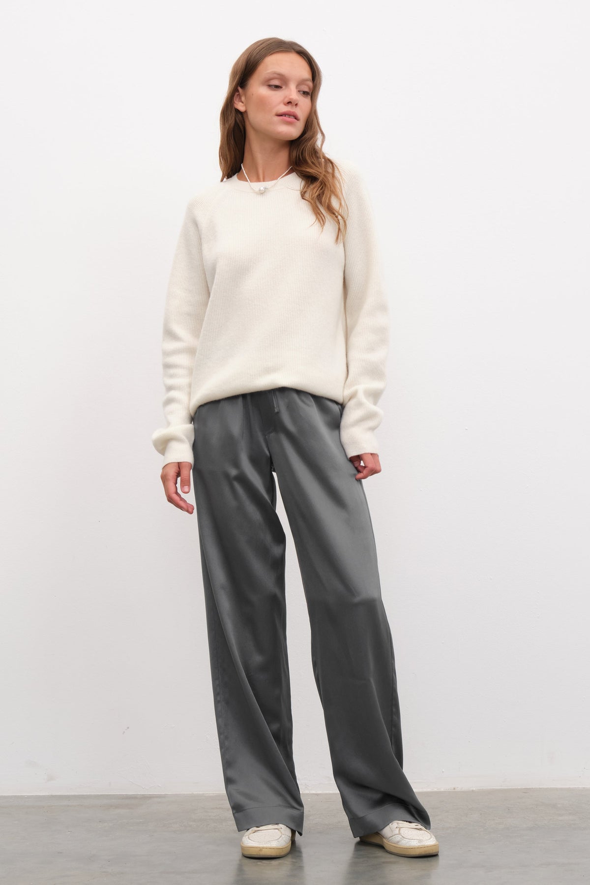 Silk-Satin Wide-Leg Pants