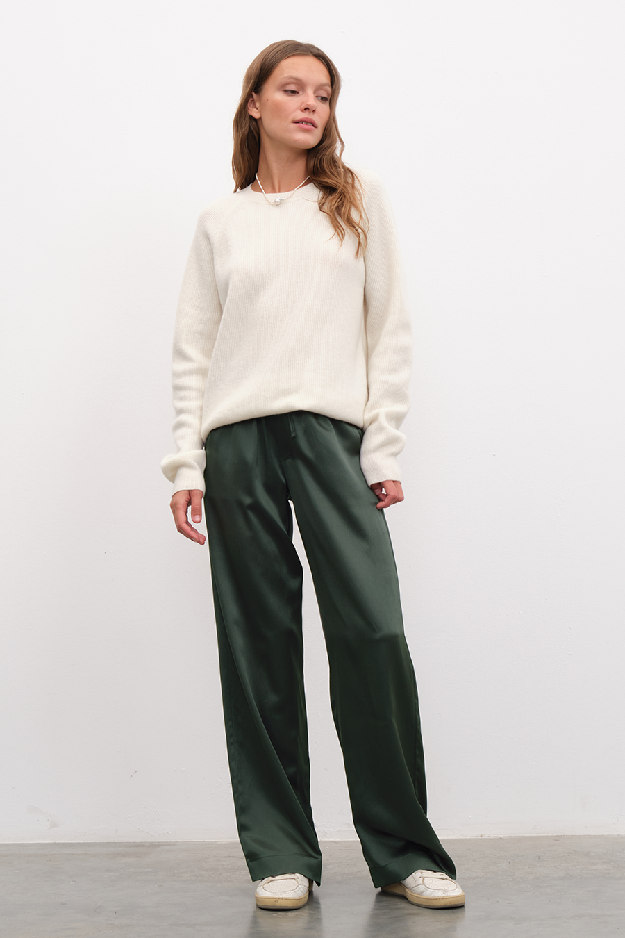 Silk Satin Wide-Leg Pants