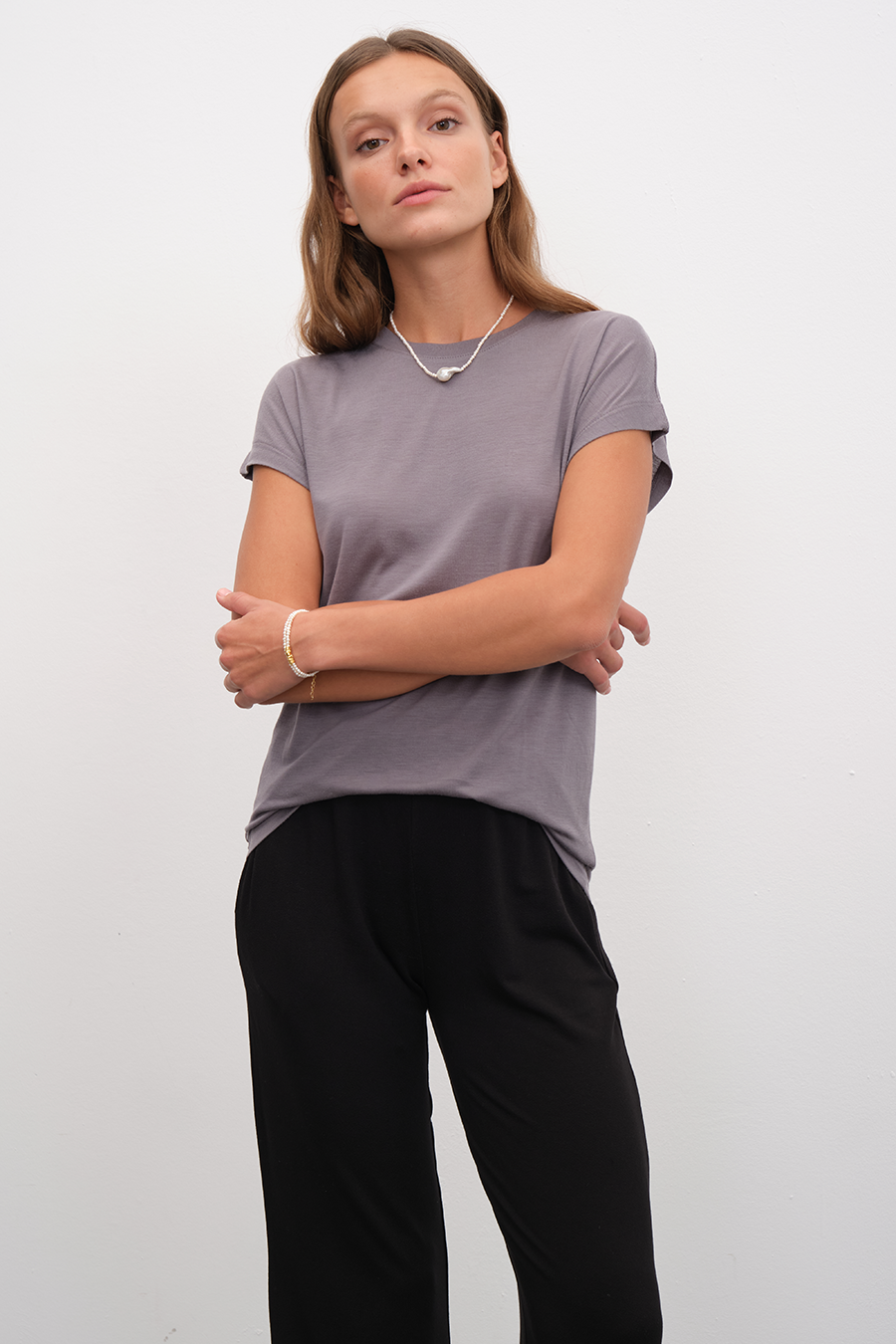 Capped Shoulder T-shirt in Lyocell (TENCEL™)