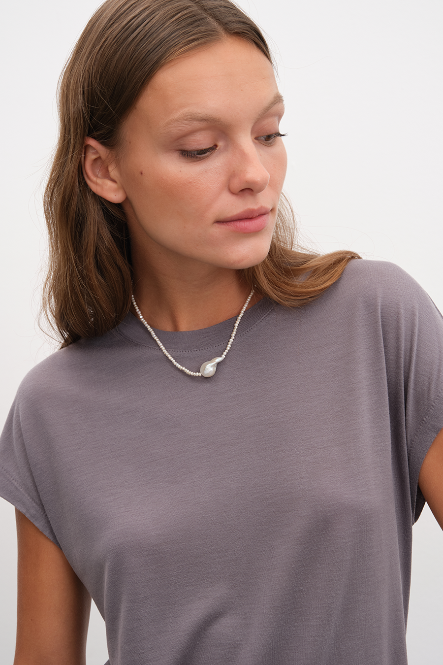 Capped Shoulder T-shirt in Lyocell (TENCEL™)