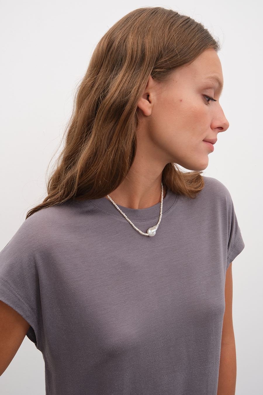 Capped Shoulder T-shirt in Lyocell (TENCEL™)