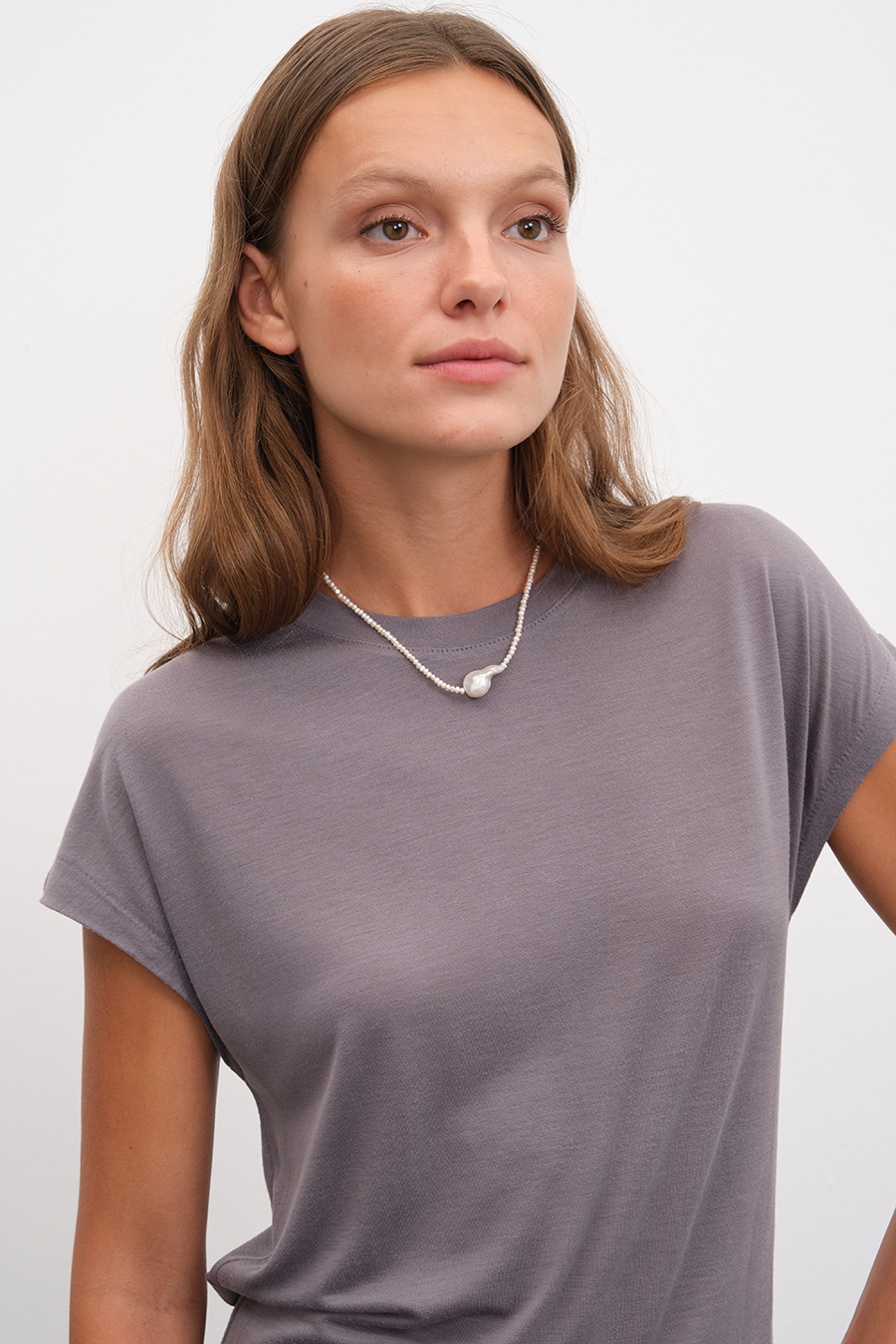 Capped Shoulder T-shirt in Lyocell (TENCEL™)