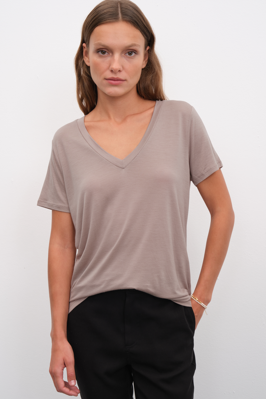 V Neck T-shirt in Lyocell (TENCEL™)