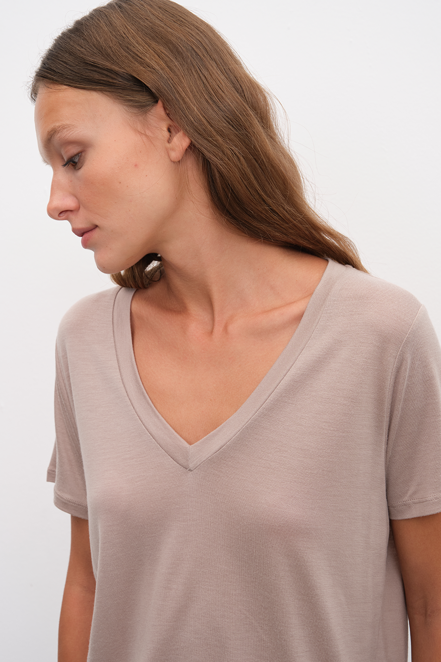 V Neck T-shirt in Lyocell (TENCEL™)