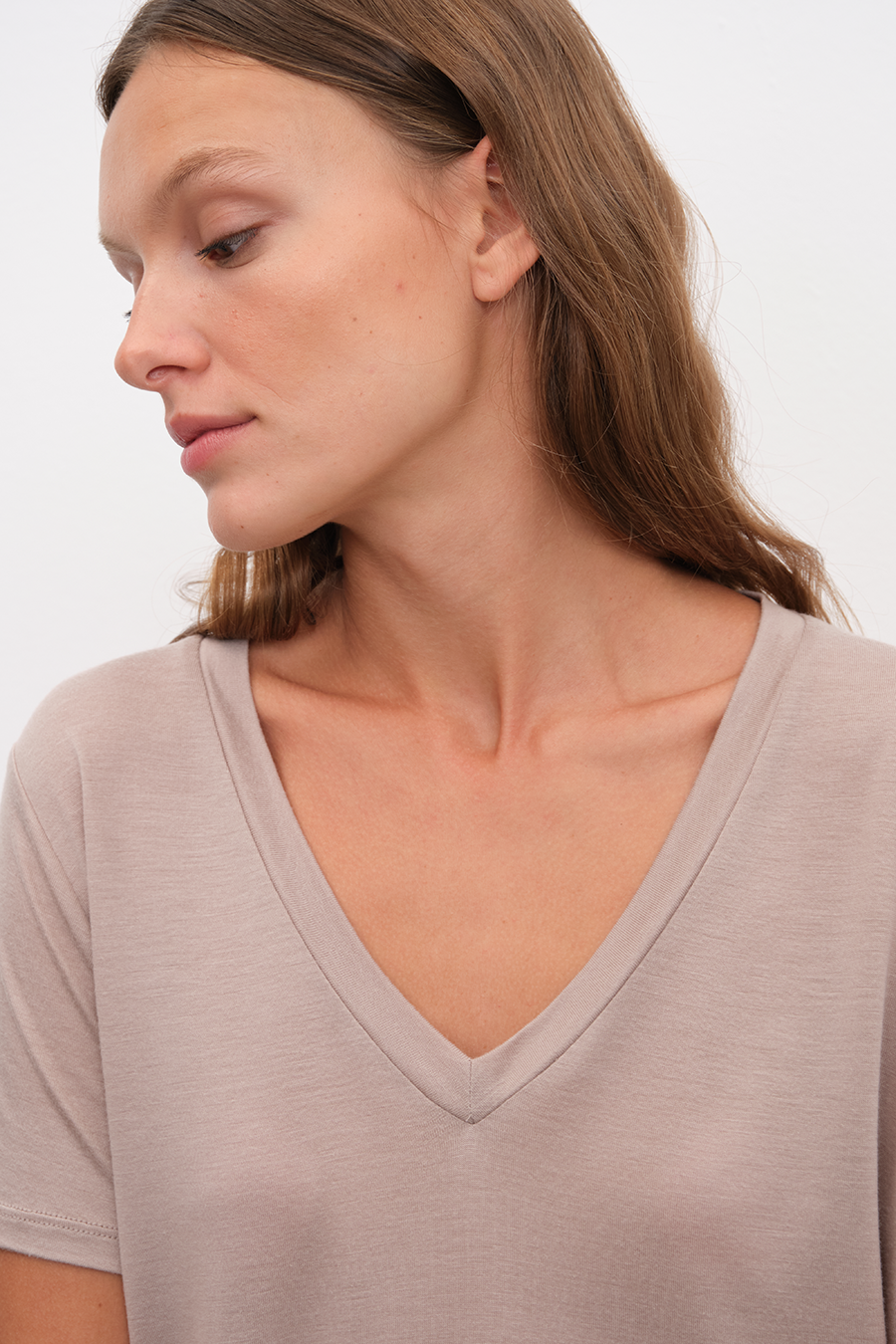 V Neck T-shirt in Lyocell (TENCEL™)