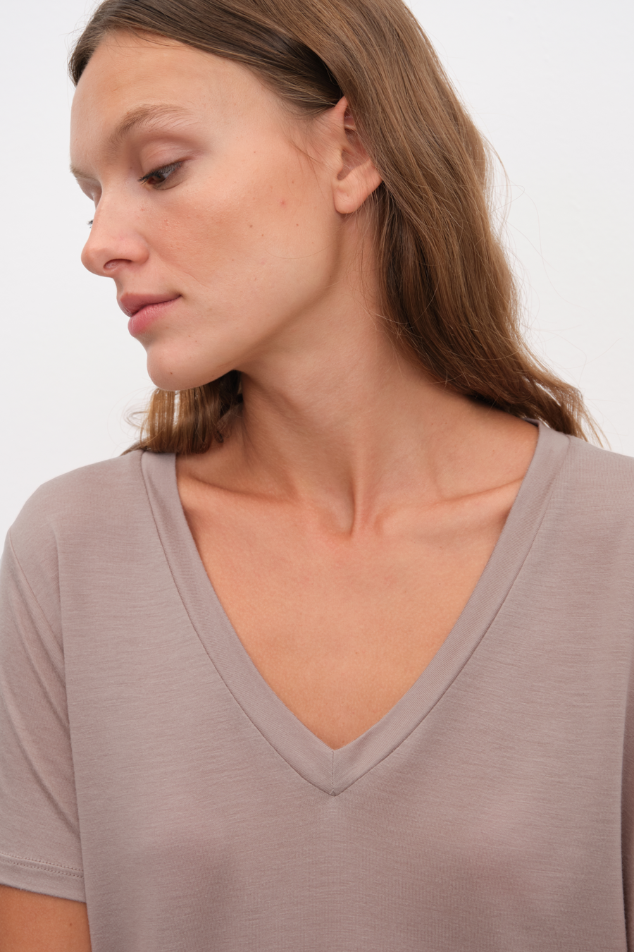 V Neck T-shirt in Lyocell (TENCEL™)