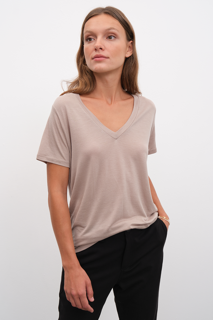 V Neck T-shirt in Lyocell (TENCEL™)