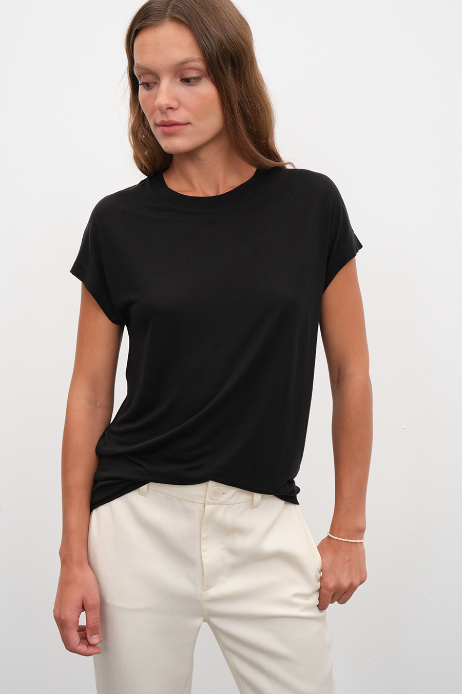 Capped Shoulder T-shirt in Lyocell (TENCEL™)